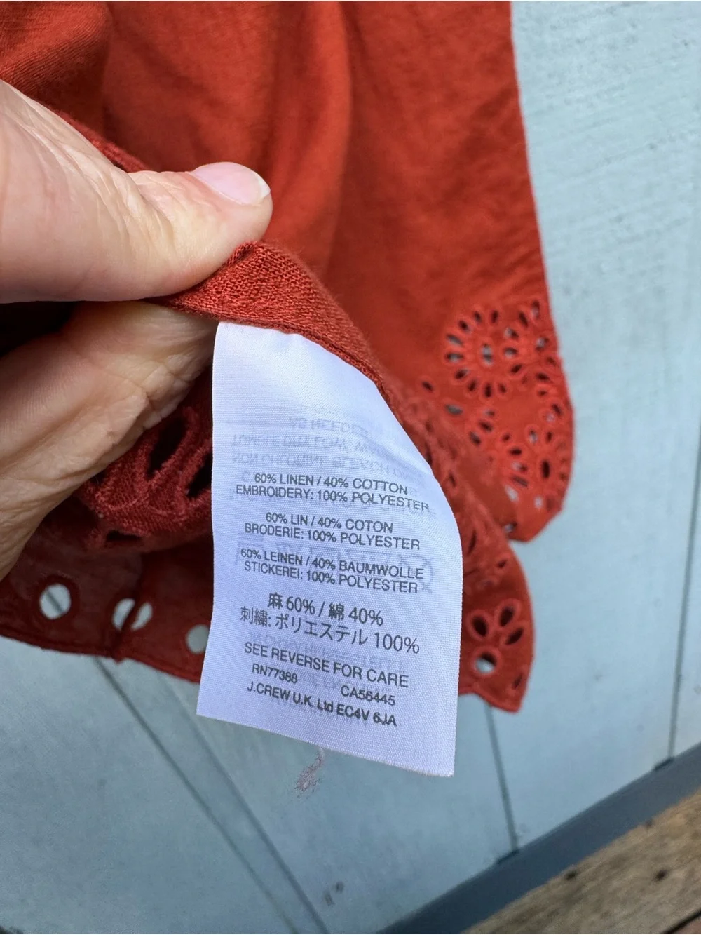 J. Crew Rust Red Midi Dress with Eyelet Hem